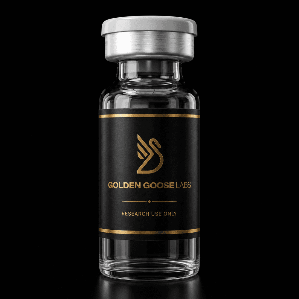 Generic Golden Goose Labs research-use-only reference vial; not product-specific imagery for BPC-157
